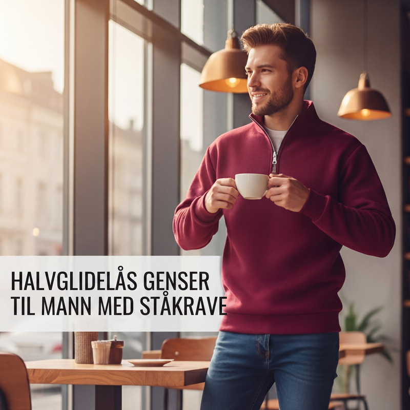 🔥 50% Rabatt 🧥 Herregenser med Ståkrage og Halvglidelås – Tidløs & Allsidig