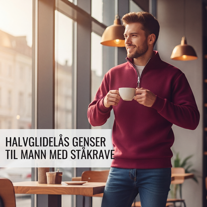 🔥 50% Rabatt 🧥 Herregenser med Ståkrage og Halvglidelås – Tidløs & Allsidig