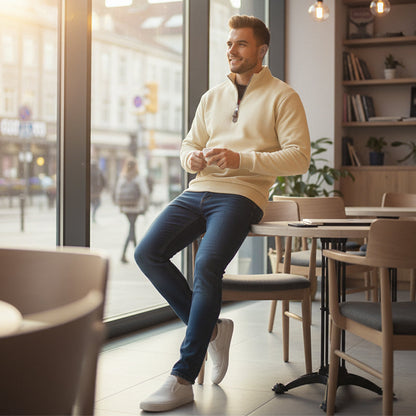 🔥 50% Rabatt 🧥 Herregenser med Ståkrage og Halvglidelås – Tidløs & Allsidig