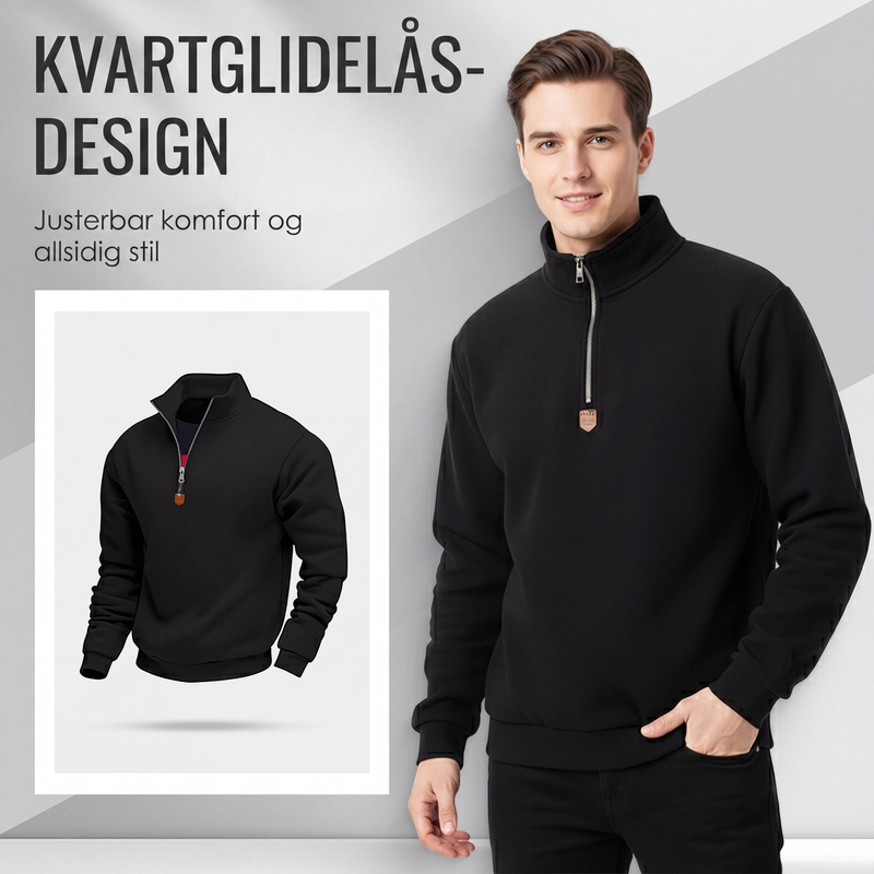 🔥 50% Rabatt 🧥 Herregenser med Ståkrage og Halvglidelås – Tidløs & Allsidig