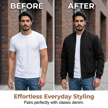🔥 50% Rabatt 🧥 Herre Klassisk Bomberjakke med Frontglidelås – Stilren & Allsidig