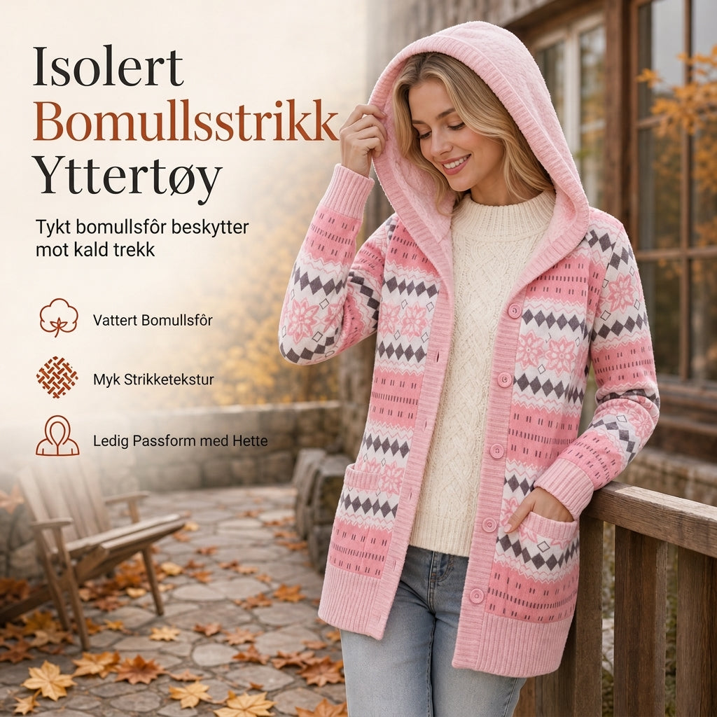 Halvlangt hettegenser for kvinner i bomull