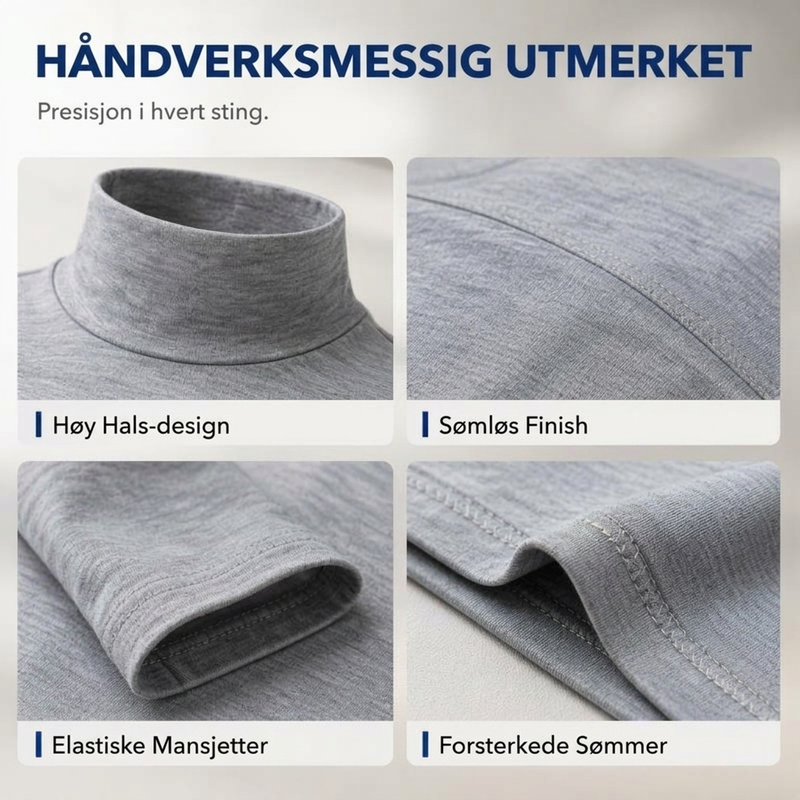 Menns tettsittende genser med falsk turtleneck – Slim fit og stilren komfort ✨🖤