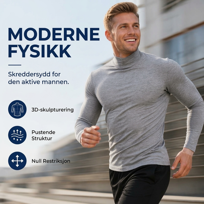 Menns tettsittende genser med falsk turtleneck – Slim fit og stilren komfort ✨🖤