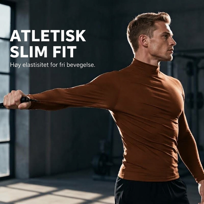Menns tettsittende genser med falsk turtleneck – Slim fit og stilren komfort ✨🖤