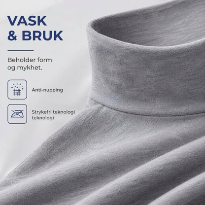 Menns tettsittende genser med falsk turtleneck – Slim fit og stilren komfort ✨🖤