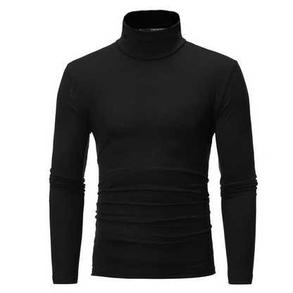 Menns tettsittende genser med falsk turtleneck – Slim fit og stilren komfort ✨🖤
