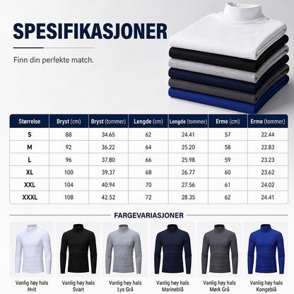 Menns tettsittende genser med falsk turtleneck – Slim fit og stilren komfort ✨🖤