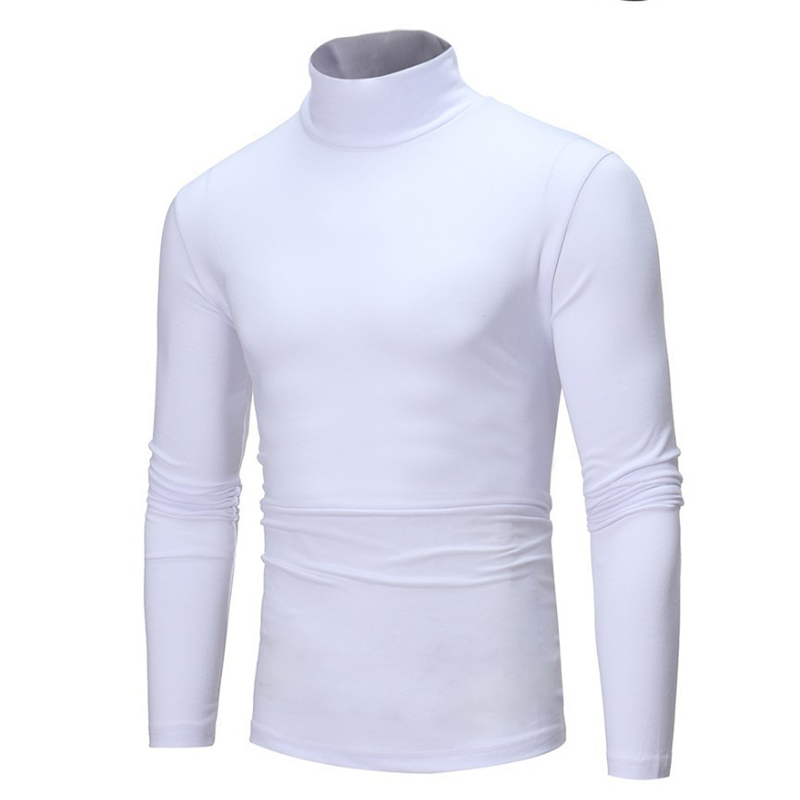 Menns tettsittende genser med falsk turtleneck – Slim fit og stilren komfort ✨🖤