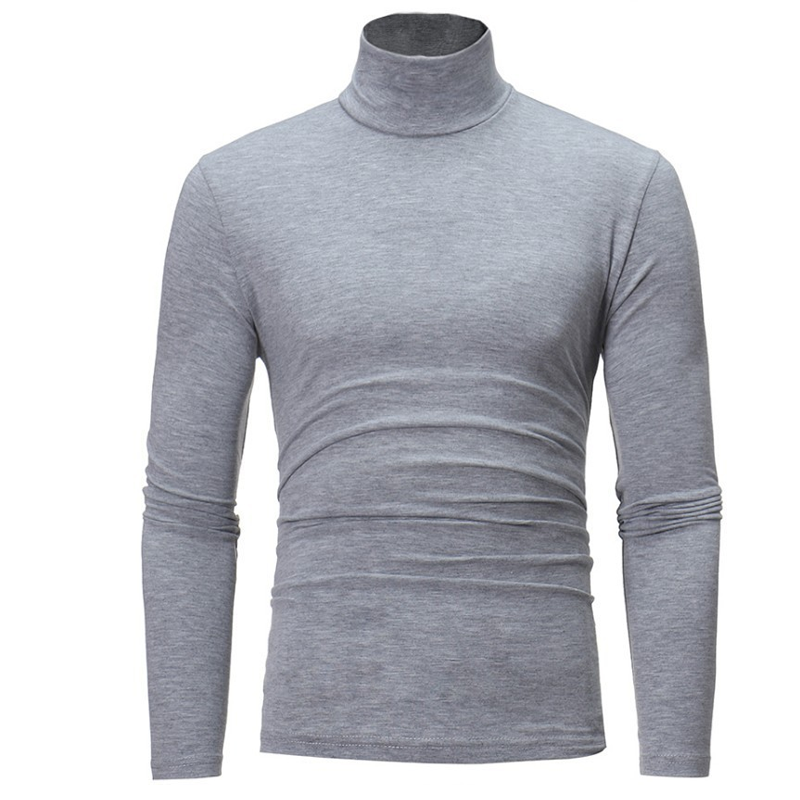 Menns tettsittende genser med falsk turtleneck – Slim fit og stilren komfort ✨🖤