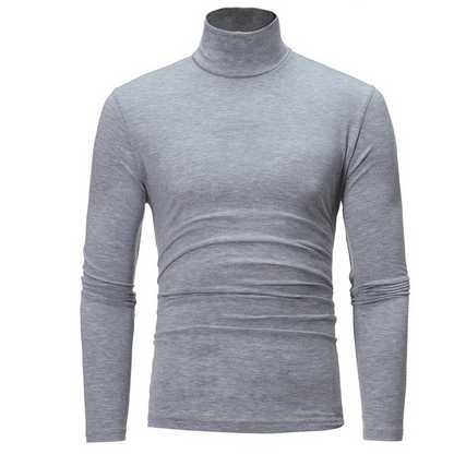 Menns tettsittende genser med falsk turtleneck – Slim fit og stilren komfort ✨🖤