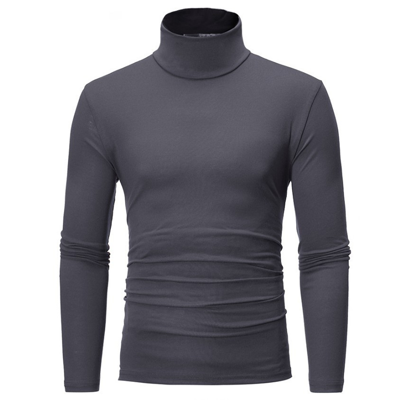Menns tettsittende genser med falsk turtleneck – Slim fit og stilren komfort ✨🖤
