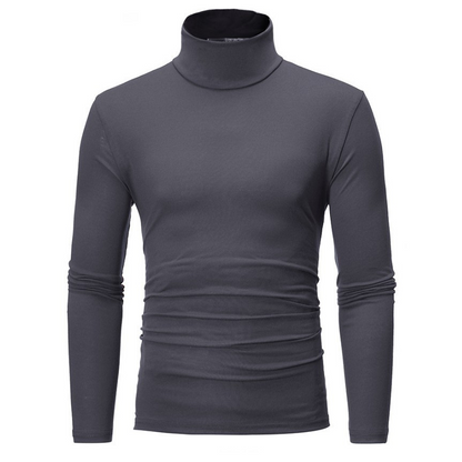 Menns tettsittende genser med falsk turtleneck – Slim fit og stilren komfort ✨🖤
