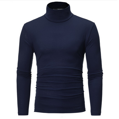 Menns tettsittende genser med falsk turtleneck – Slim fit og stilren komfort ✨🖤