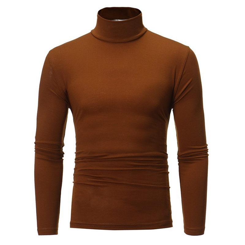 Menns tettsittende genser med falsk turtleneck – Slim fit og stilren komfort ✨🖤