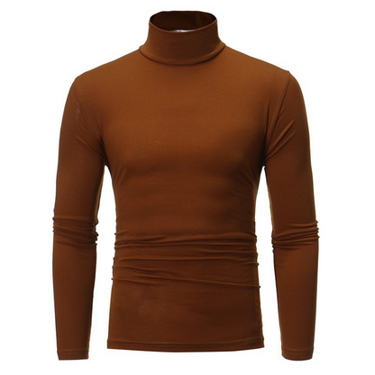 Menns tettsittende genser med falsk turtleneck – Slim fit og stilren komfort ✨🖤