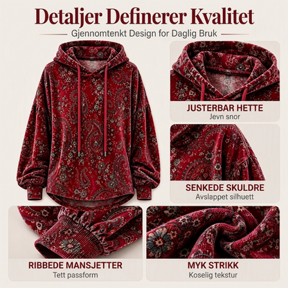 Hætt genser med paisley-mønster og snøring for kvinner – Boho-inspirert komfort og stil ✨🌿