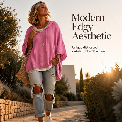 🔥 50% RABATT 🔥 Strikket Hettegenser med Snøring for Kvinner – Myk, Varm & Allsidig 👚✨