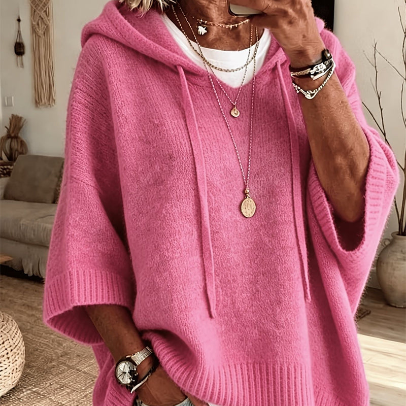 🔥 50% RABATT 🔥 Strikket Hettegenser med Snøring for Kvinner – Myk, Varm & Allsidig 👚✨