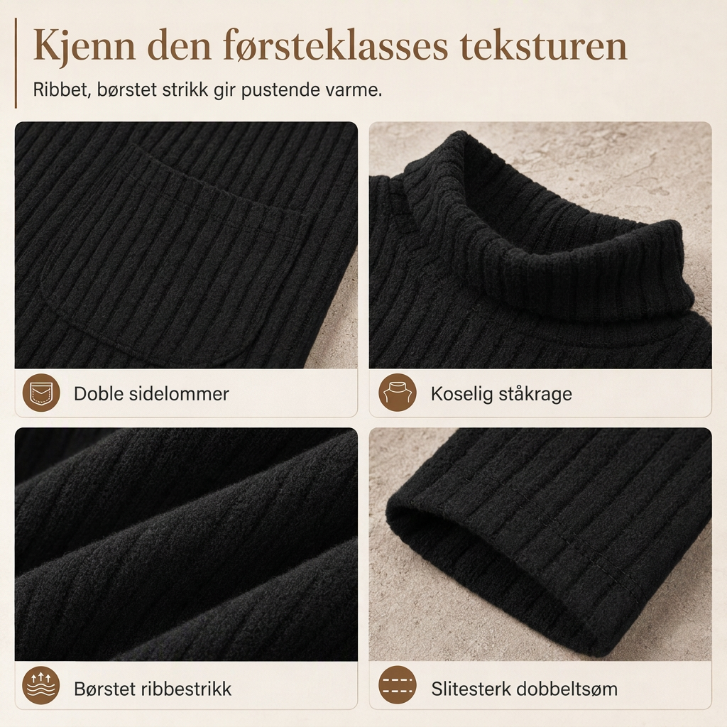🔥 50% RABATT 🔥 Løstsittende T-skjorte for kvinner med høy hals og lange ermer