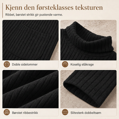 🔥 50% RABATT 🔥 Løstsittende T-skjorte for kvinner med høy hals og lange ermer