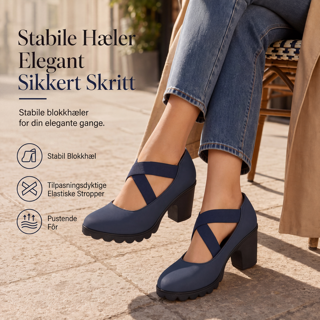 🔥 50% RABATT 🔥 Kryssremmede Mary Jane-Sko for Dame – Rund Tå, Tykk Hæl, Platå & Utskjæringer, Høye Hæler 👠✨
