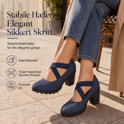 🔥 50% RABATT 🔥 Kryssremmede Mary Jane-Sko for Dame – Rund Tå, Tykk Hæl, Platå & Utskjæringer, Høye Hæler 👠✨