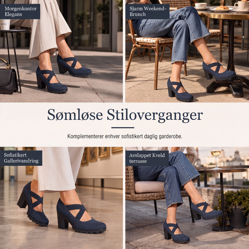 🔥 50% RABATT 🔥 Kryssremmede Mary Jane-Sko for Dame – Rund Tå, Tykk Hæl, Platå & Utskjæringer, Høye Hæler 👠✨