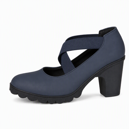 🔥 50% RABATT 🔥 Kryssremmede Mary Jane-Sko for Dame – Rund Tå, Tykk Hæl, Platå & Utskjæringer, Høye Hæler 👠✨