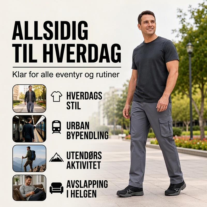 🔥 50% RABATT 🔥 Pustende Cargobukser for Menn – Løs Passform, Flere Lommer & Allsidig Komfort 👖✨