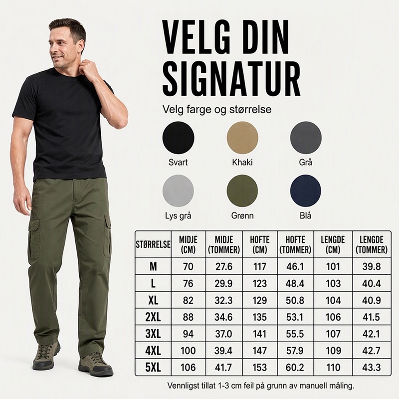 🔥 50% RABATT 🔥 Pustende Cargobukser for Menn – Løs Passform, Flere Lommer & Allsidig Komfort 👖✨