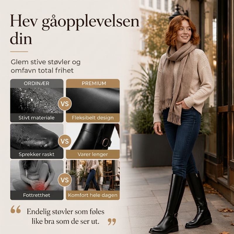 KnEhøye støvler for damer med glidelås på siden