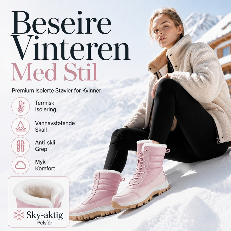 Vannavstøtende snøstøvler med høy skaft for damer – med varmt fleecefôr, det perfekte valget til vinteren 💫🏔️