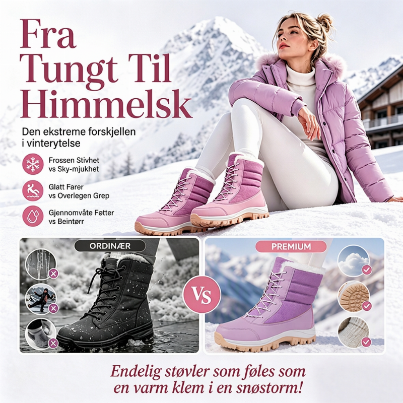Vannavstøtende snøstøvler med høy skaft for damer – med varmt fleecefôr, det perfekte valget til vinteren 💫🏔️