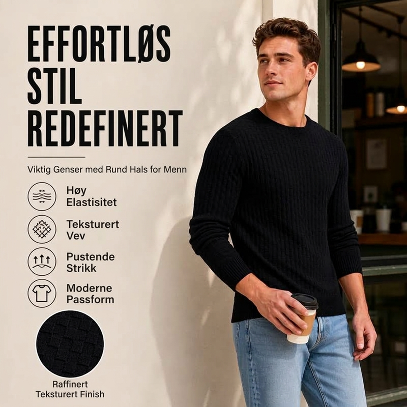 🔥 50% RABATT 🔥 Avslappet Rundhalset Herregenser i Strikk – Myk, Varm & Allsidig for Høst & Vinter 🧥✨