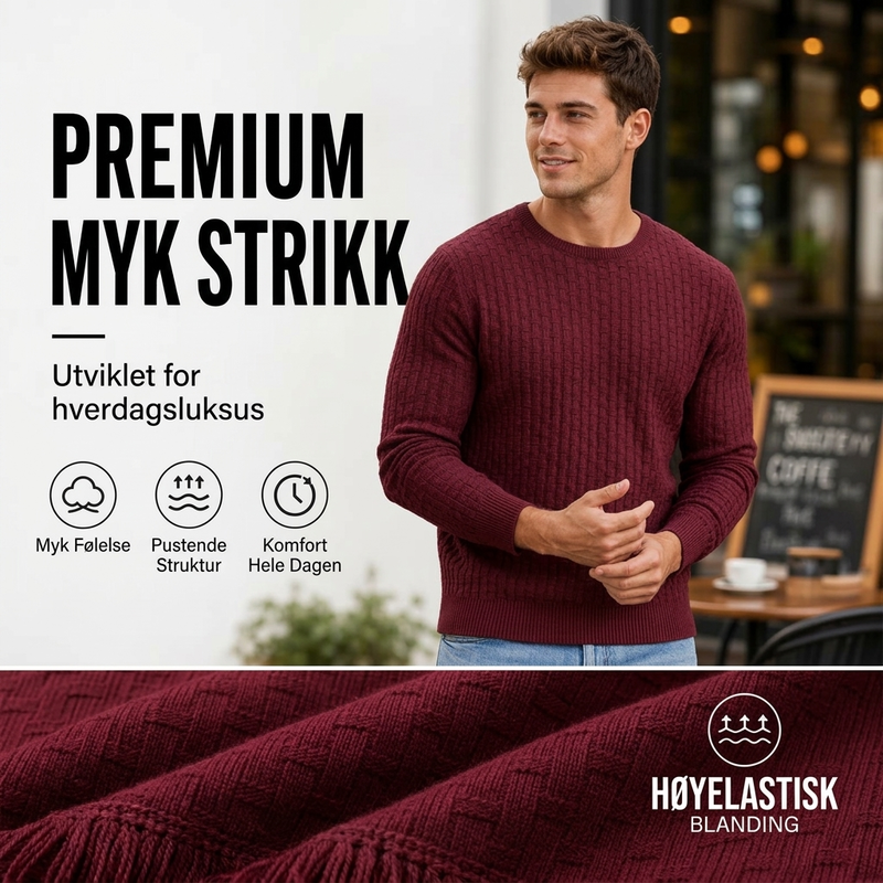 🔥 50% RABATT 🔥 Avslappet Rundhalset Herregenser i Strikk – Myk, Varm & Allsidig for Høst & Vinter 🧥✨