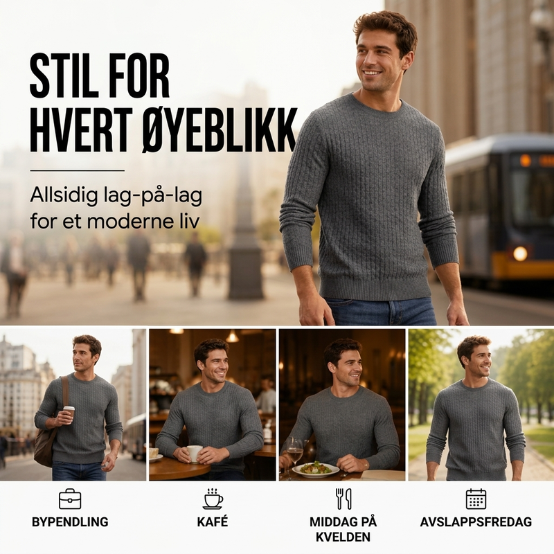 🔥 50% RABATT 🔥 Avslappet Rundhalset Herregenser i Strikk – Myk, Varm & Allsidig for Høst & Vinter 🧥✨