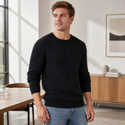 🔥 50% RABATT 🔥 Avslappet Rundhalset Herregenser i Strikk – Myk, Varm & Allsidig for Høst & Vinter 🧥✨