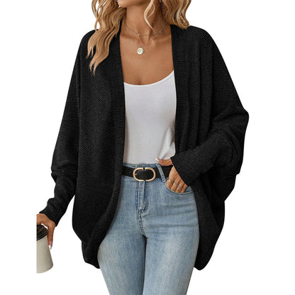 Løstsittende batvinget strikket cardigan for kvinner