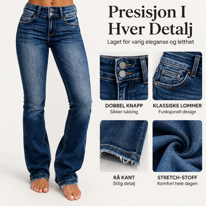 👖 Damejeans med høy midje og doble knapper – bootcut