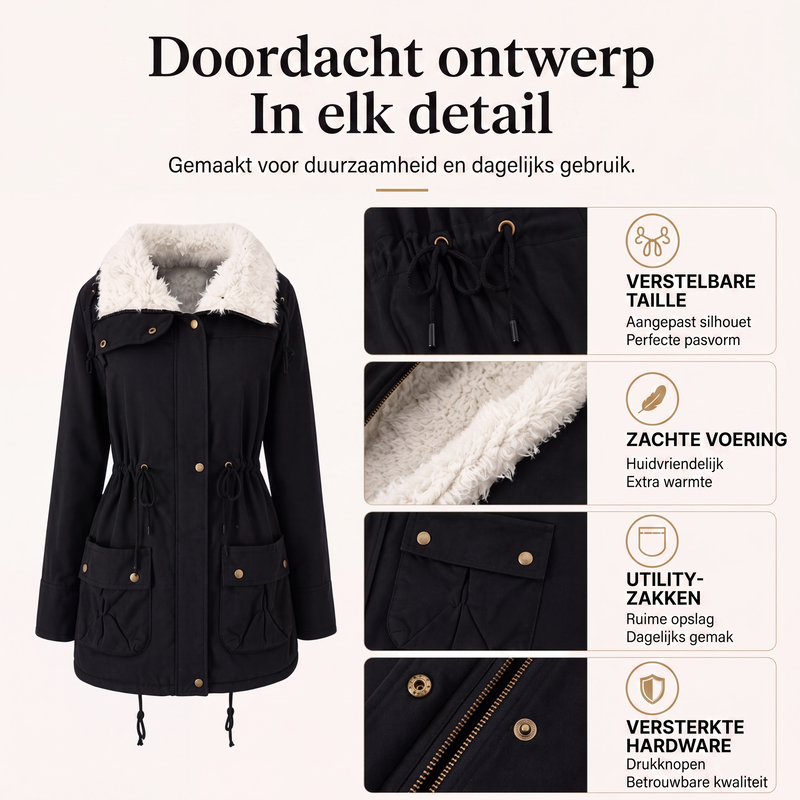 🔥 50% RABATT 🔥 Halvlang Vattert Damejakke med Hette – Varm, Vindtett & Stilfull for Høst & Vinter 🧥❄️