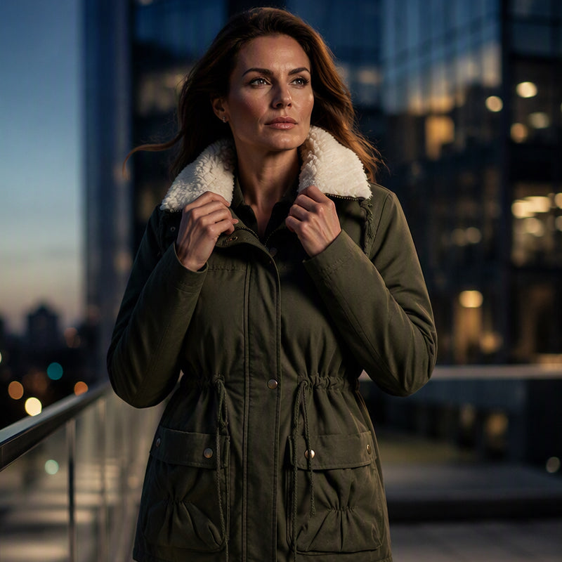 🔥 50% RABATT 🔥 Halvlang Vattert Damejakke med Hette – Varm, Vindtett & Stilfull for Høst & Vinter 🧥❄️