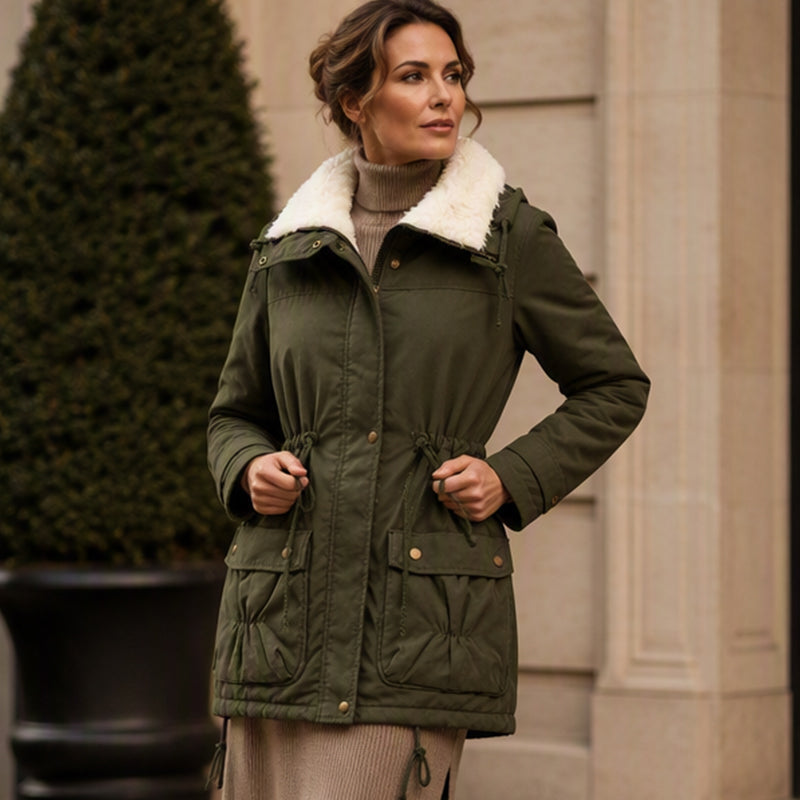 🔥 50% RABATT 🔥 Halvlang Vattert Damejakke med Hette – Varm, Vindtett & Stilfull for Høst & Vinter 🧥❄️