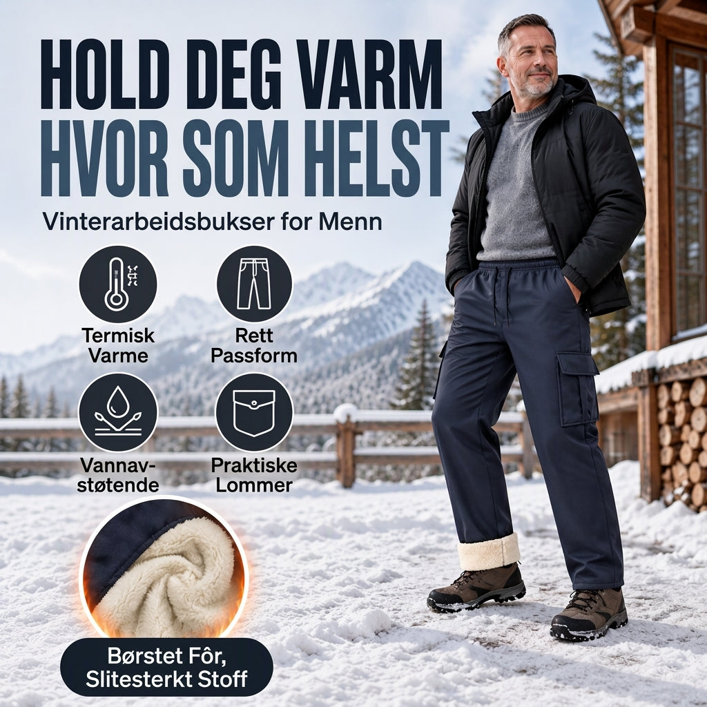 Vintercargobukser for menn med plysjfôr