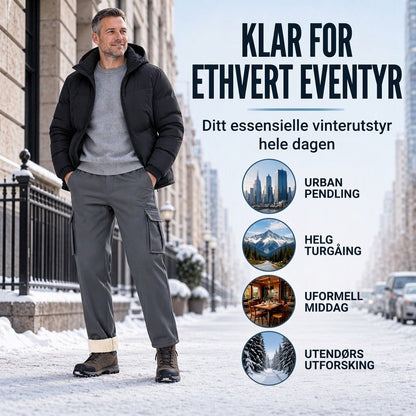 Vintercargobukser for menn med plysjfôr