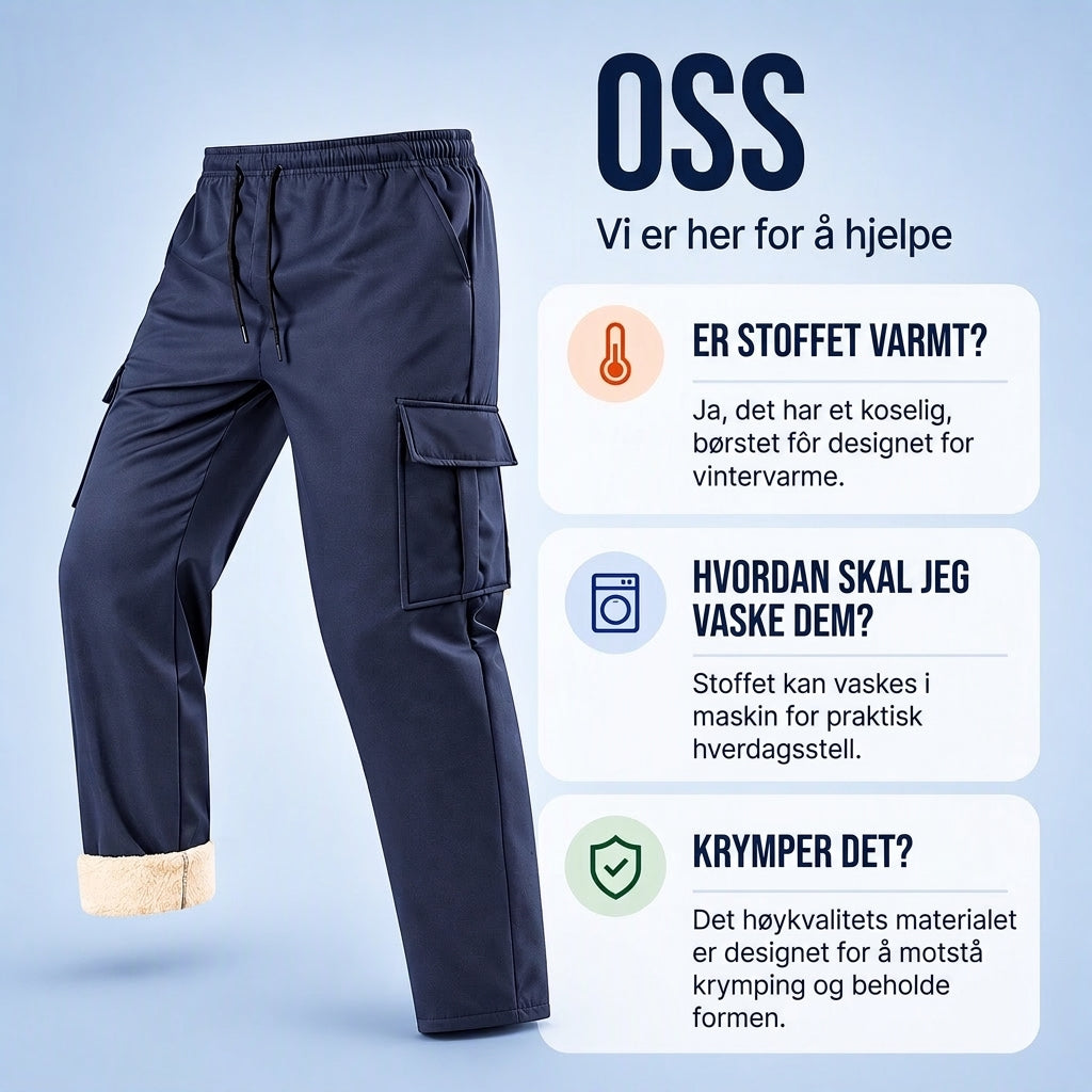Vintercargobukser for menn med plysjfôr