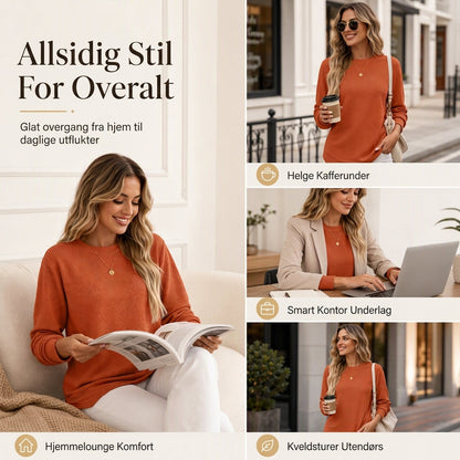 👚50 % rabatt🔥Avslappet og løs topp i vaffelstrikk for dame