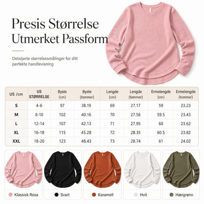 👚50 % rabatt🔥Avslappet og løs topp i vaffelstrikk for dame