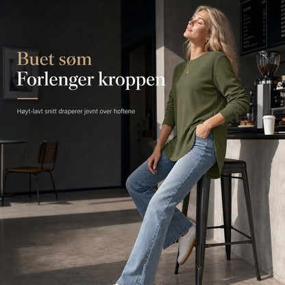 👚50 % rabatt🔥Avslappet og løs topp i vaffelstrikk for dame