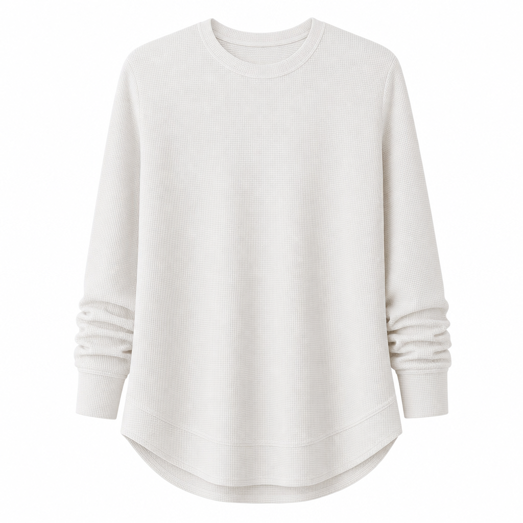 👚50 % rabatt🔥Avslappet og løs topp i vaffelstrikk for dame